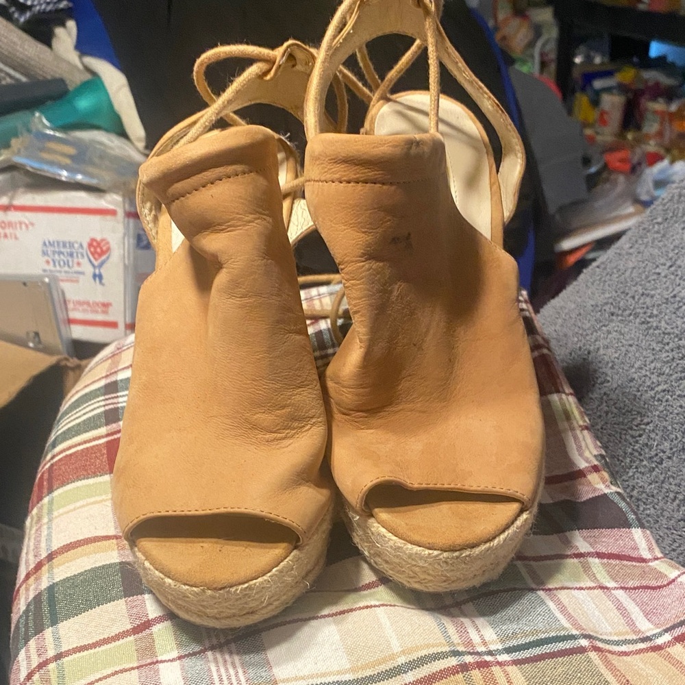 Guess Tan Espadrille Wedges